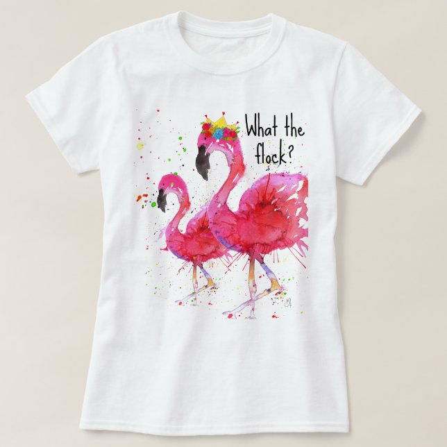 Cute och Colorful Rosa Flamingo T-Shirt (Design framsida)