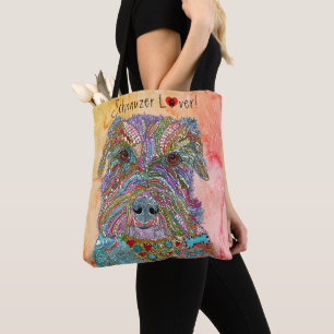 Cute och Colorful Schnauzer Älskare Tygkasse