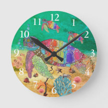 Cute och Colorful Sea Turtle Clock