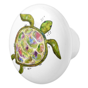 Cute och Colorful Sea Turtle Knopp