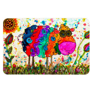 Cute och Colorful Sheep Magnet 3" x4"