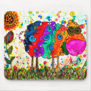 Cute och Colorful Sheep Mousepad Musmatta