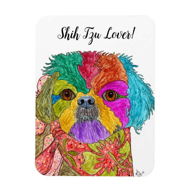 Cute och Colorful Shih Tzu Magnet 3" x4" (Vertikal)