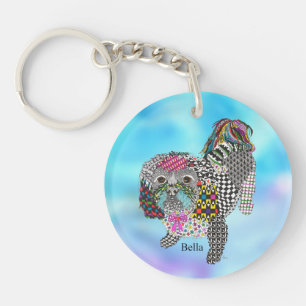 Cute och Colorful Shih Tzu-nyckelkedja