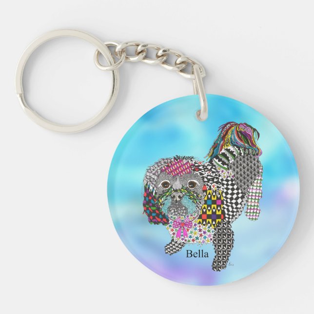 Cute och Colorful Shih Tzu-nyckelkedja (Framsidan)