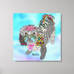 Cute och Colorful Shih Tzu Wrapped Canvas 24" x 24