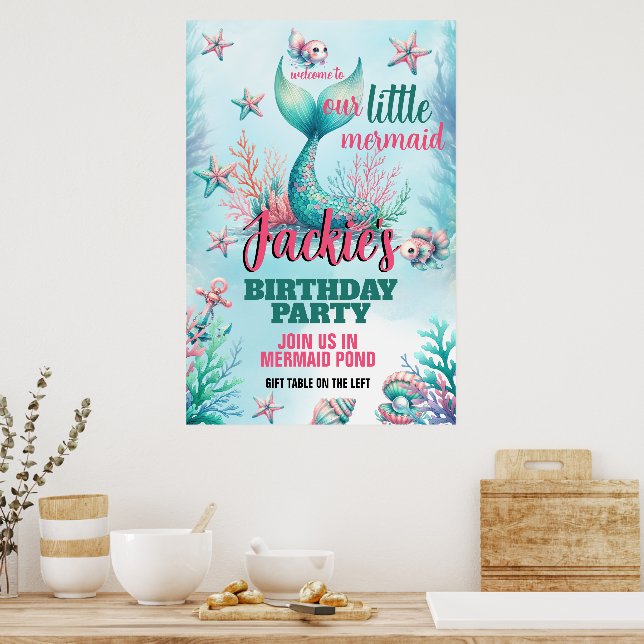 Cute och Colorful Sjöjungfru Poster (Kök)