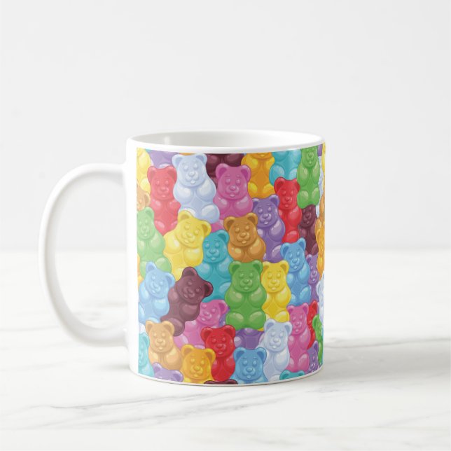 Cute och Colorful Sweet Gummy Bears Kaffemugg (Vänster)