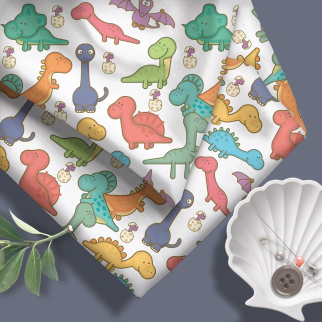 Cute och Colorful Tecknad Dinosaurs ID459 Tyg (Skapare uppladdad)