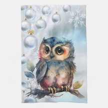 Cute och Colorful Uggla jul Kitchen Towel