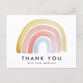 Cute och Colorful Watercolor Rainbow Tack Vykort