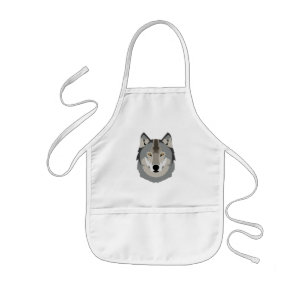 Cute och Coola Grått Varg Ansikte,, Illustrerade d Barnförkläde