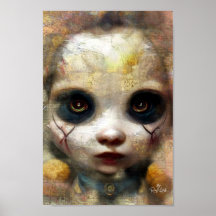 Cute och Creepy Doll Poster: Spooky Halloween Deco