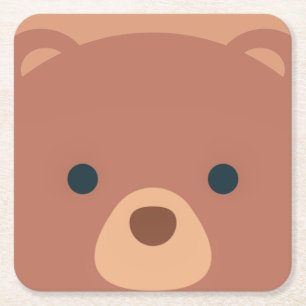 Cute och Cudly Brown Bear UNDERLÄGG Papper Kvadrat