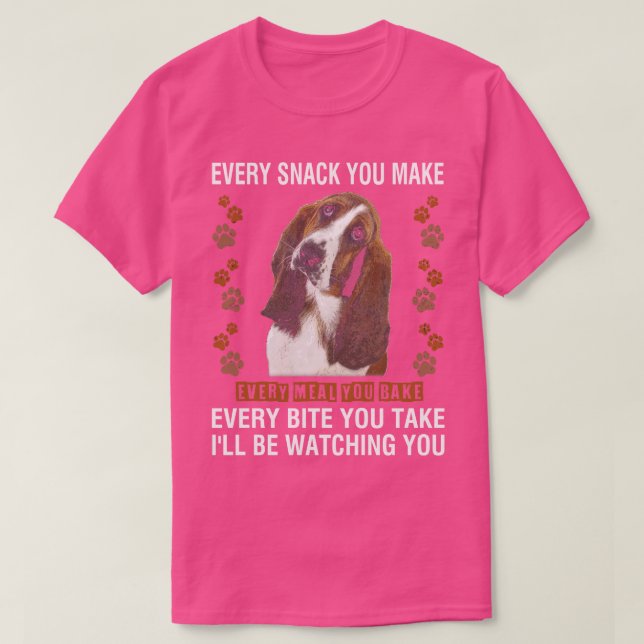 Cute och Curled Basset kommer att titta på dig til T Shirt (Design framsida)