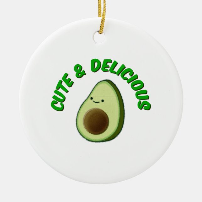 Cute och Delivery Avocado Julgransprydnad Keramik (Framsidan)