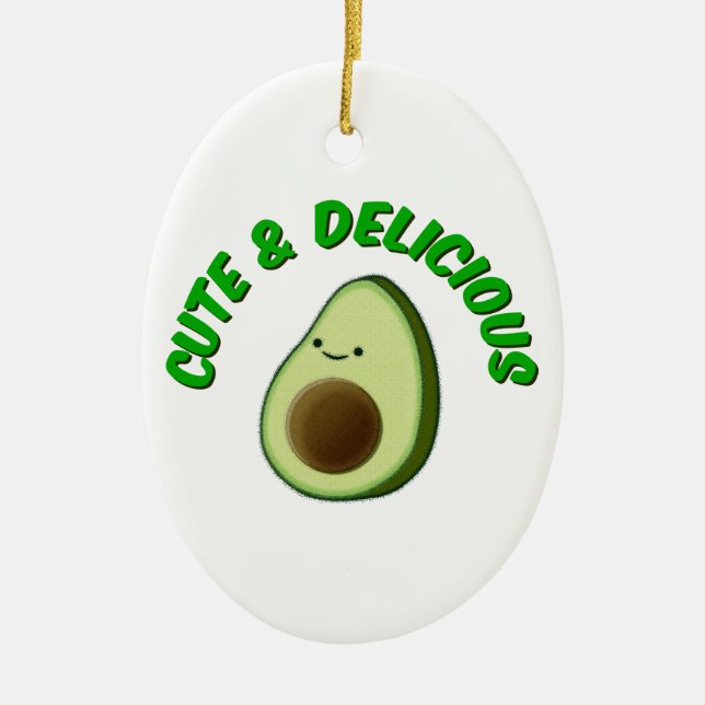 Cute och Delivery Avocado Julgransprydnad Keramik (Framsidan)
