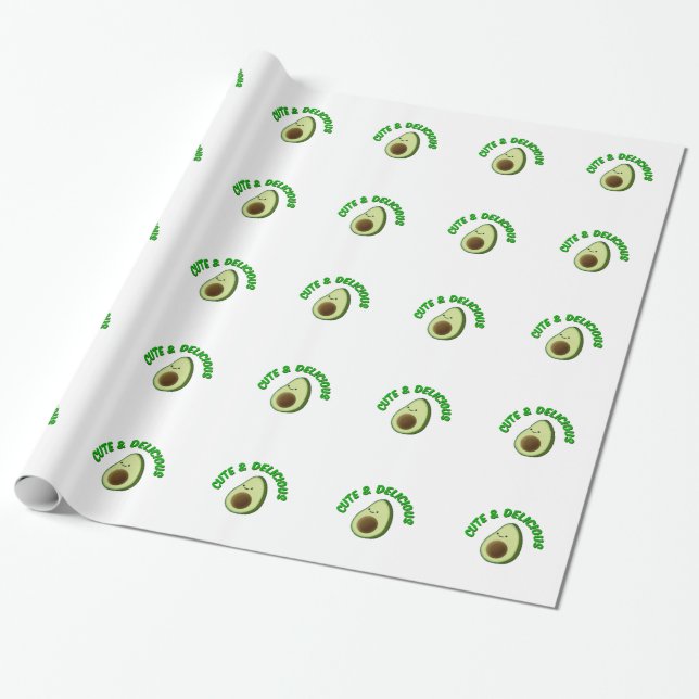 Cute och Delivery Avocado Presentpapper (Utrullad)
