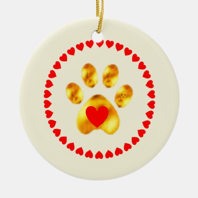 Cute och elegant guld tass julgransprydnad keramik (Framsidan)