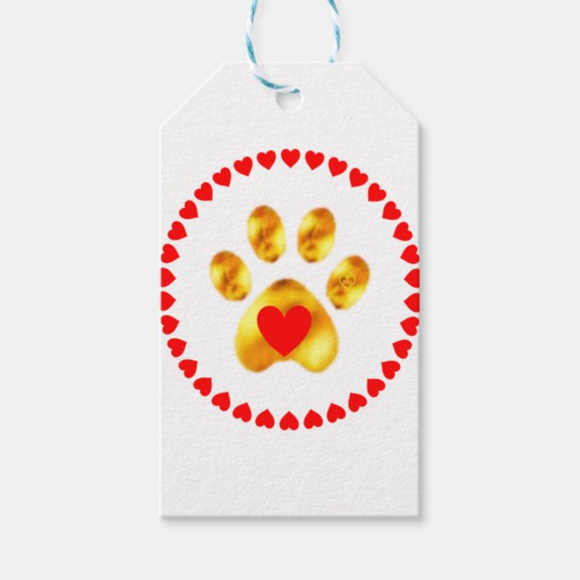 Cute och elegant guld tass presentetikett (Framsidan)