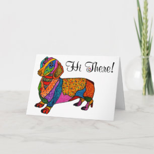 Cute- och färgkort för Dachshund-hälsning Kort