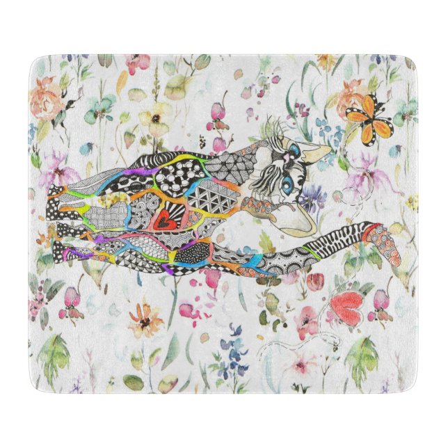 Cute och färglös Blommigt Katt (Framsidan)