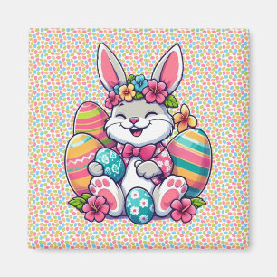 Cute, och färglös hawaiisk/tropisk Påskhare Magnet