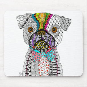 Cute och färglös Pug Hund Mousepad Musmatta