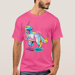 Cute och färglös vattenfärgdosinosaur för Unicorn T Shirt