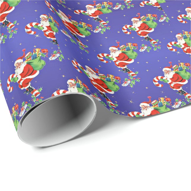 Cute och färglöst Jultomten med Candy cane Presentpapper (Rullad Hörn)