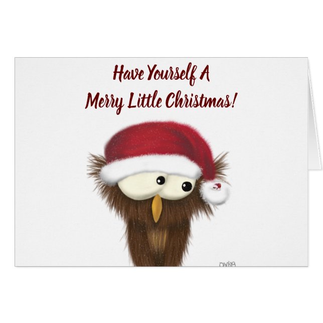 Cute och Festive Uggla Hälsningskort (Framsidan Horizontal)