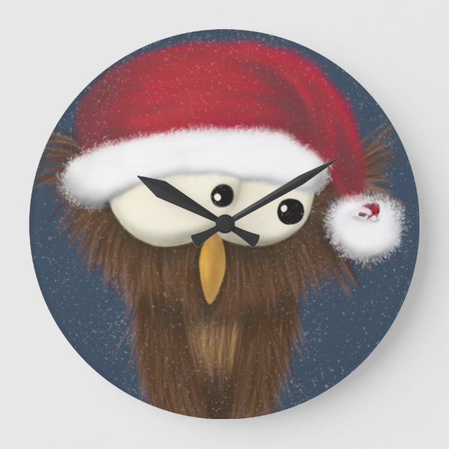 Cute och Festive Uggla Stor Klocka (Framsida)