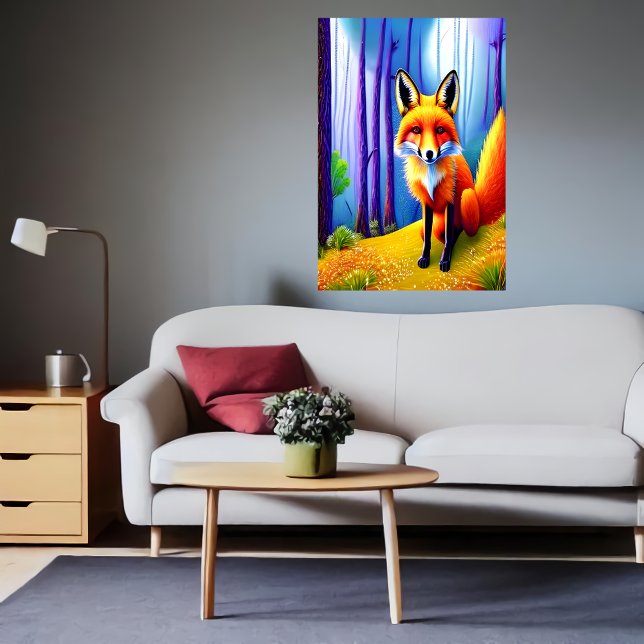 Cute och fläckig räv i skogen | AI Art Poster (Skapare uppladdad)