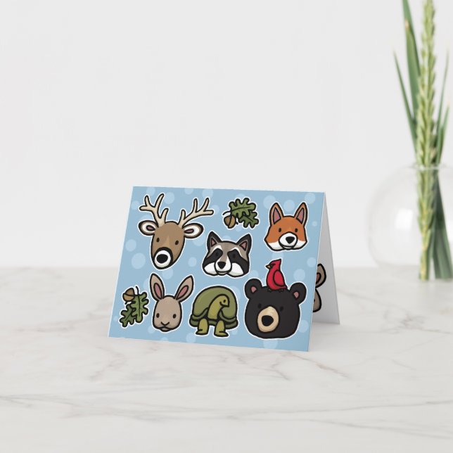 Cute och Friendly Forest Animals Kort (Framsida)