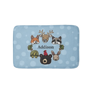 Cute och Friendly Forest Animals, lägg till barns Badrumsmatta