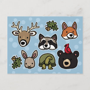 Cute och Friendly Forest Animals Vykort