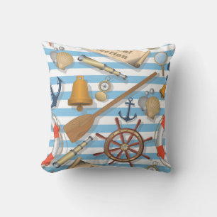 Cute och Fullt Nautical Collection of Sea Goodies Kudde