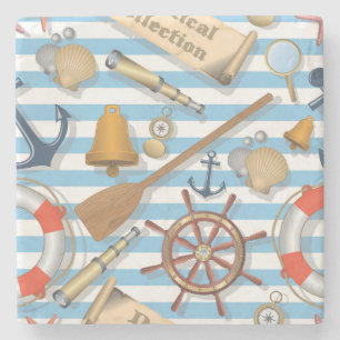 Cute och Fullt Nautical Collection of Sea Goodies Stenunderlägg