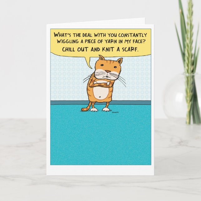 Cute och FUNNY Annoyed Cat Birthday Card Kort (Framsida)