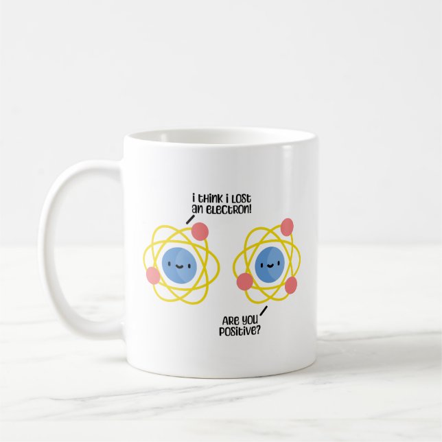 Cute och FUNNY Atom Science Joke Pun Kaffemugg (Vänster)