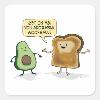 Cute och Funny Avocado Toast Fyrkantigt Klistermärke