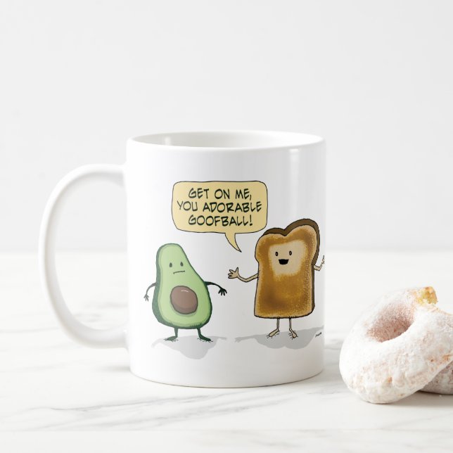 Cute och Funny Avocado Toast Kaffemugg (Med munk)
