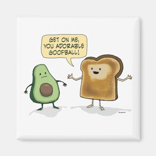 Cute och Funny Avocado Toast Magnet (Framsidan)
