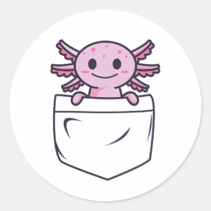Cute och Funny Axolotl i fickan T-Shirt Runt Klistermärke