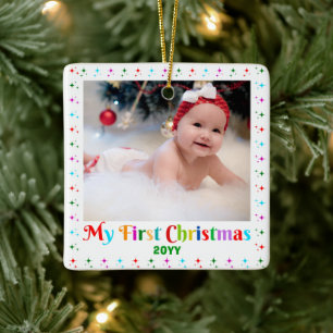 Cute och Funny Baby första julfotopatens Anpassnin Julgransprydnad Keramik