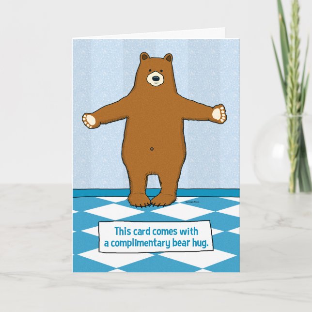 Cute och Funny Bear Hug Birthday Kort (Framsida)