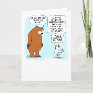 Cute och Funny Bear och Chicken Birthday Kort