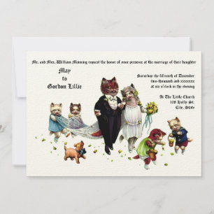 Cute och FUNNY Bride & Groom Bröllop Cats Inbjudningar