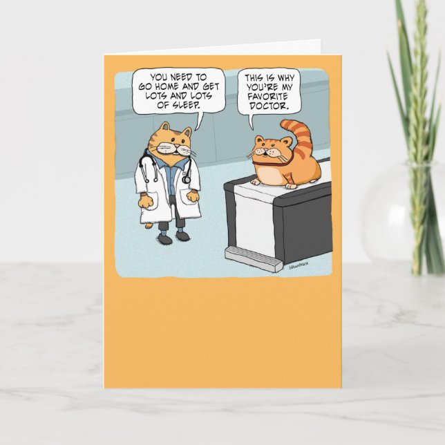 Cute och FUNNY Cat Doktor säger inget mer födelsed Kort (Framsida)