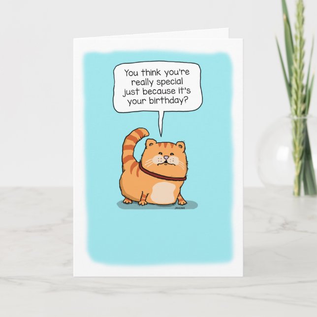 Cute och Funny Cat Verkligen Speciell födelsedag Kort (Framsida)